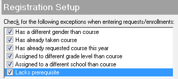Exceptions Registration Setup