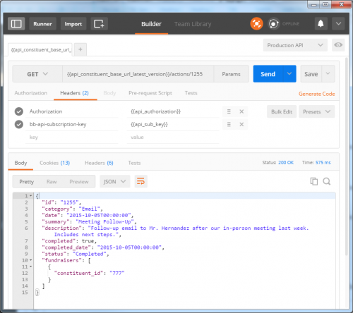 Figure 1 - Postman - Calling endpoint with variables a2a486c1f7bcf1124bea95a6d9dd3fda-huge-fi