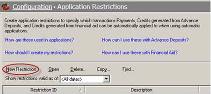 Application Restriction in Configuration