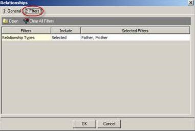 Relationships filter