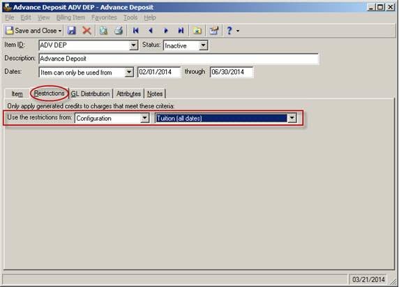 Advance Deposit Record