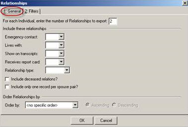 Relationships window