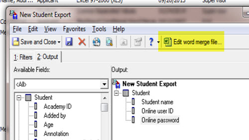 Edit word merge file...
