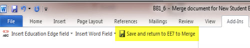 Save and return to EE7 to Merge