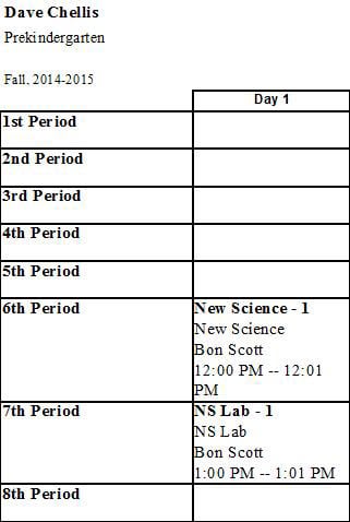 Student schedule