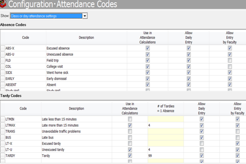 Attendance Codes