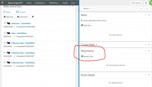 NXT action attachment
