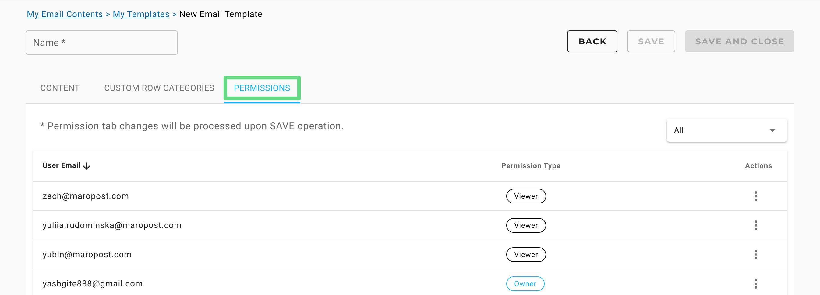 Template Permissions - Maropost Community