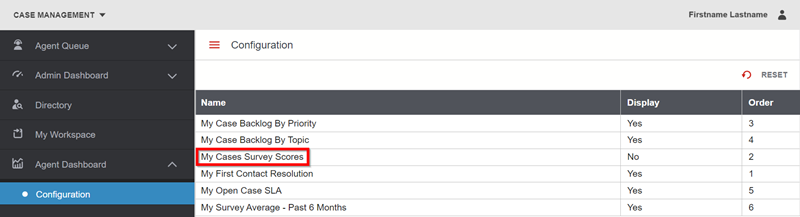 agent dashboard configuration
