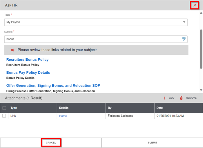 ask hr case form cancel