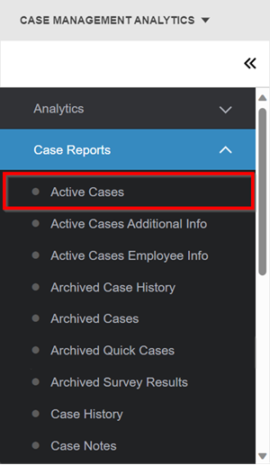 case reports menu active cases