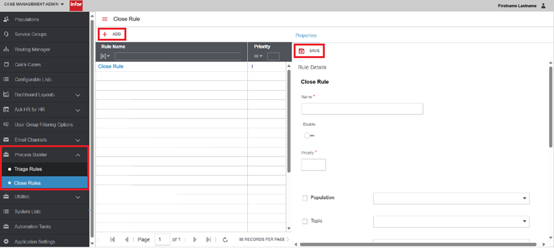 case management admin close rules
