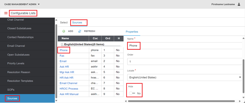 configurable lists sources phone hide no