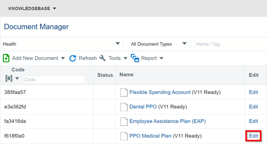document manager PPO plan edit