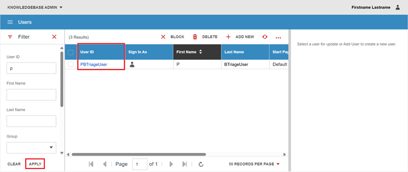 process builder triage user ID