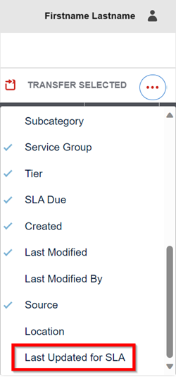 last updated for SLA