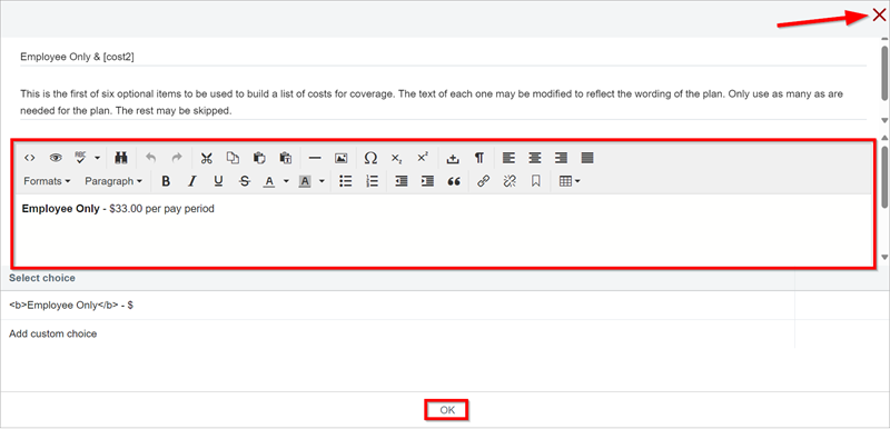 PPO plan data item edit