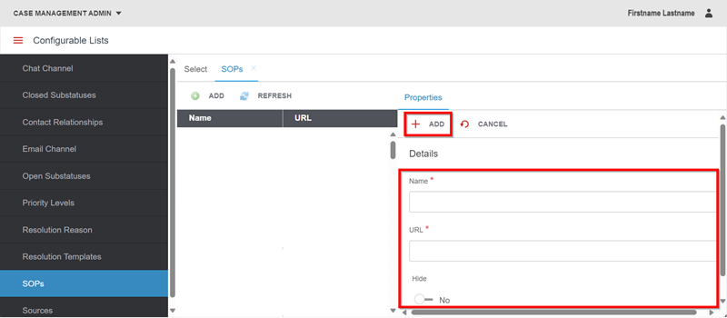 sops page properties