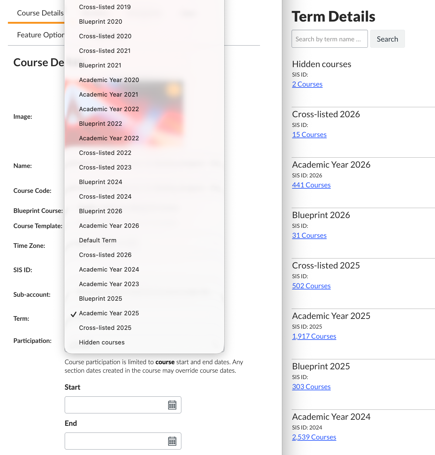 Menu Instructure How do I sort the TERM menu (on the Course Settings page ...
