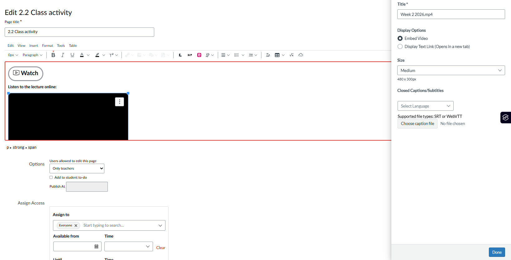 Video Caption Generation and Interactive Rolling Transcripts for Canvas ...
