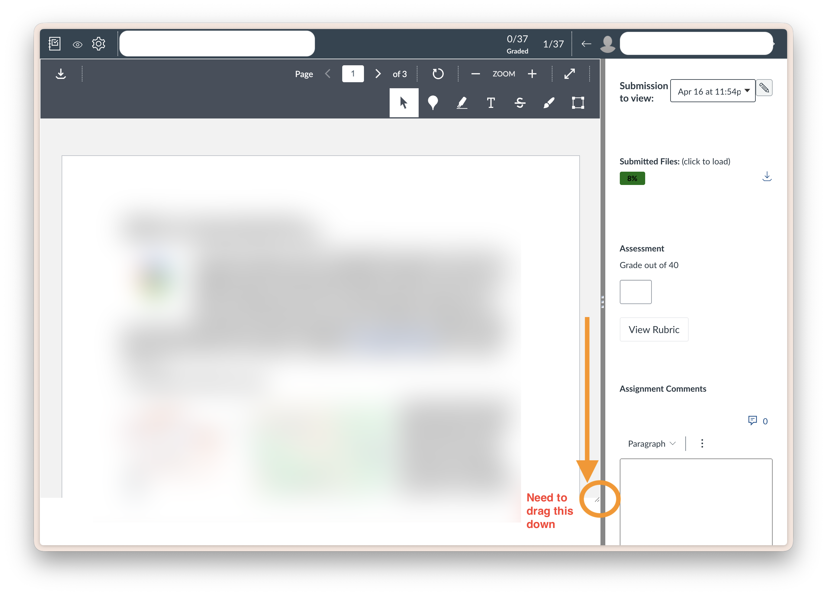 Submission not showing up—Having to repeatedly drag down the document ...