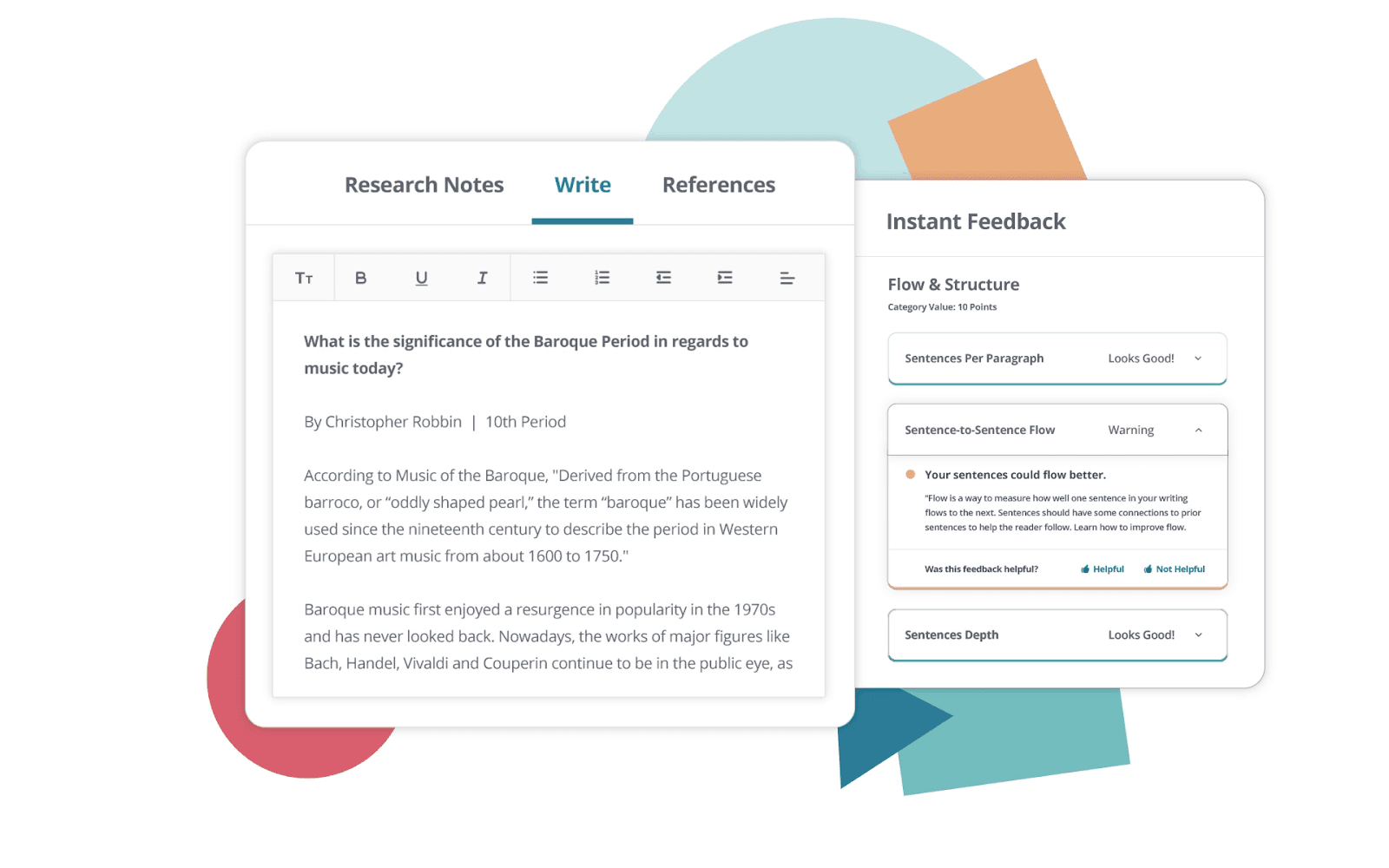 Packback's Write tool and Instant Feedback.