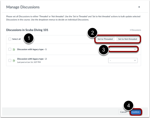 Manage Discussion Options