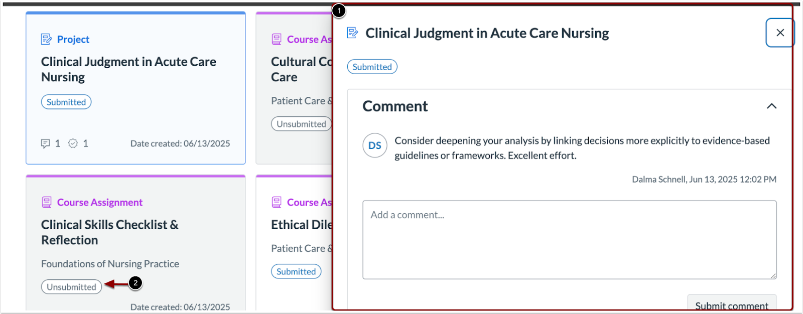 Portfolio Comment Modal