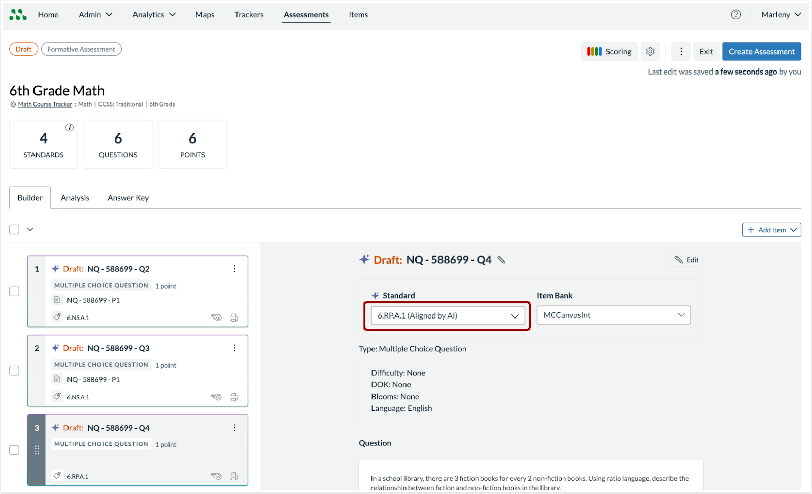 Draft Assessment: Standard