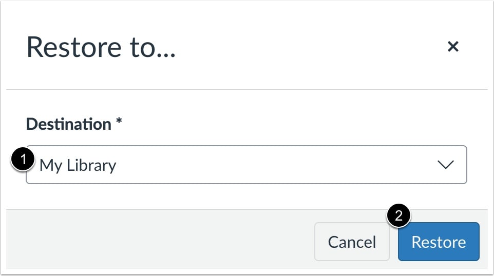View User Restore Confirmation
