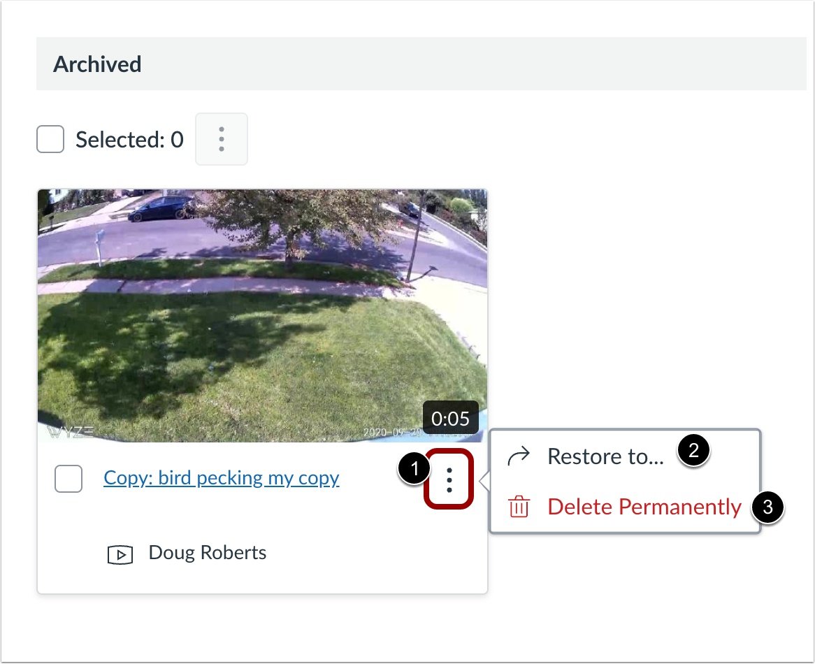View Restore or Delete Permanently Options