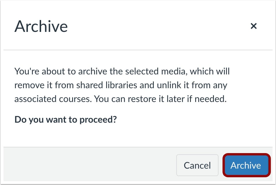View Archive Confirmation