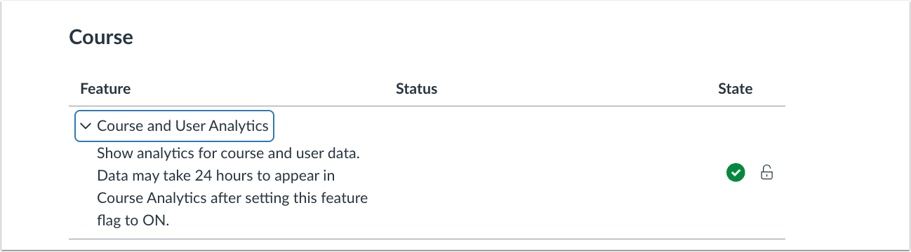 Course and User Analytics Feature Option