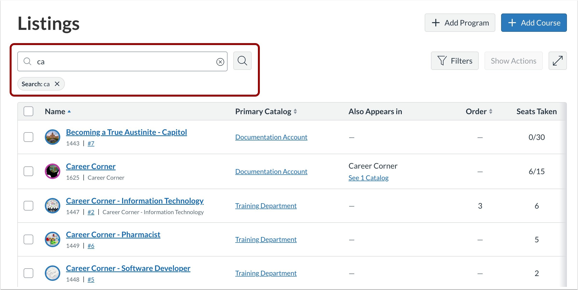 View Updated Character Search Field