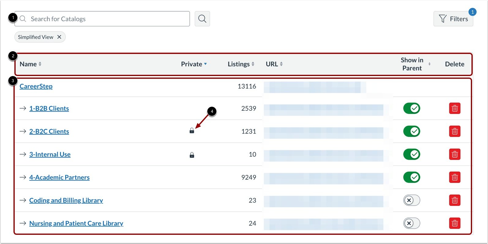 View Simplified Catalogs Page