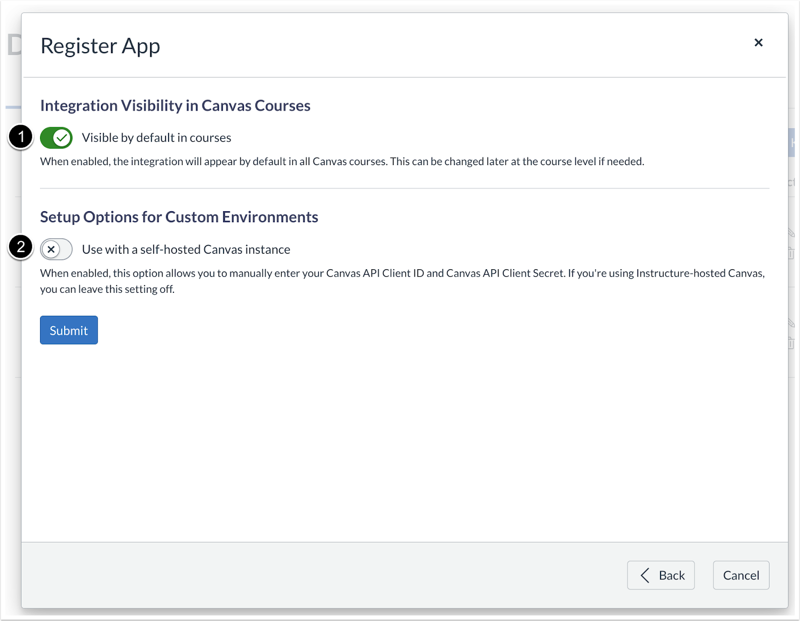 Register App Modal Integration