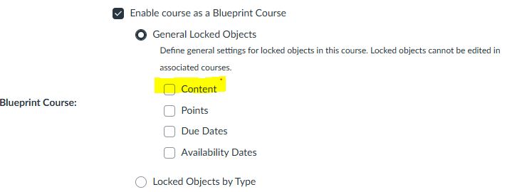 Blueprint Course Options