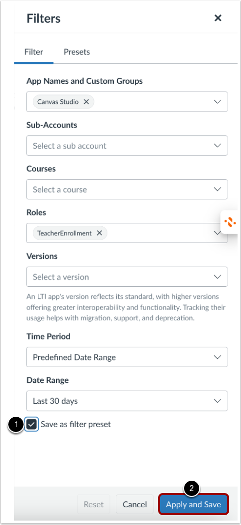 Save as Filter Preset