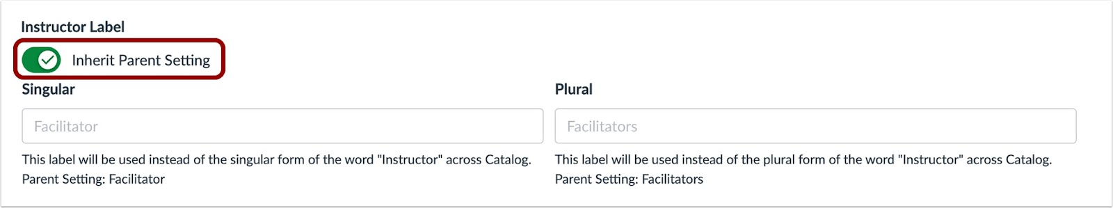 View Inherit Parent Settings Toggle