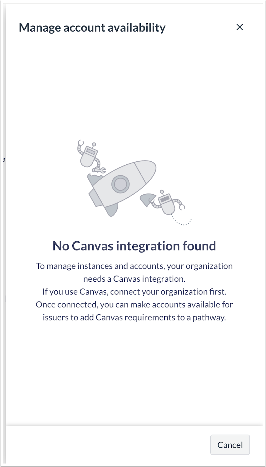 Manage Account Availability Modal without Connected Instances