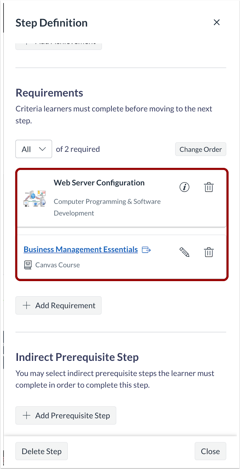 Requirements Display