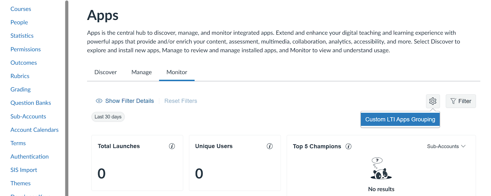 Canvas Apps Monitor: Custom LTI Apps Grouping