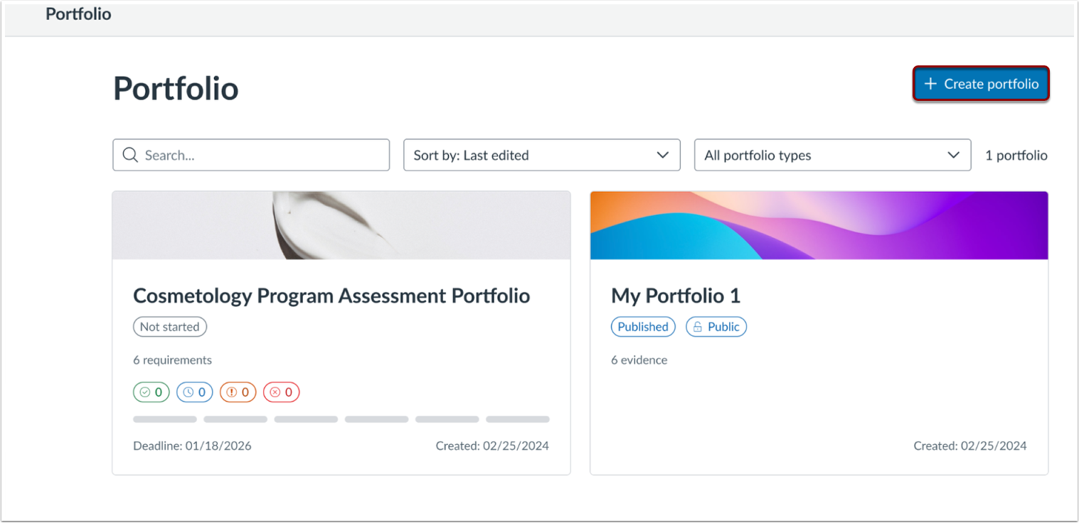 Create Portfolio Button