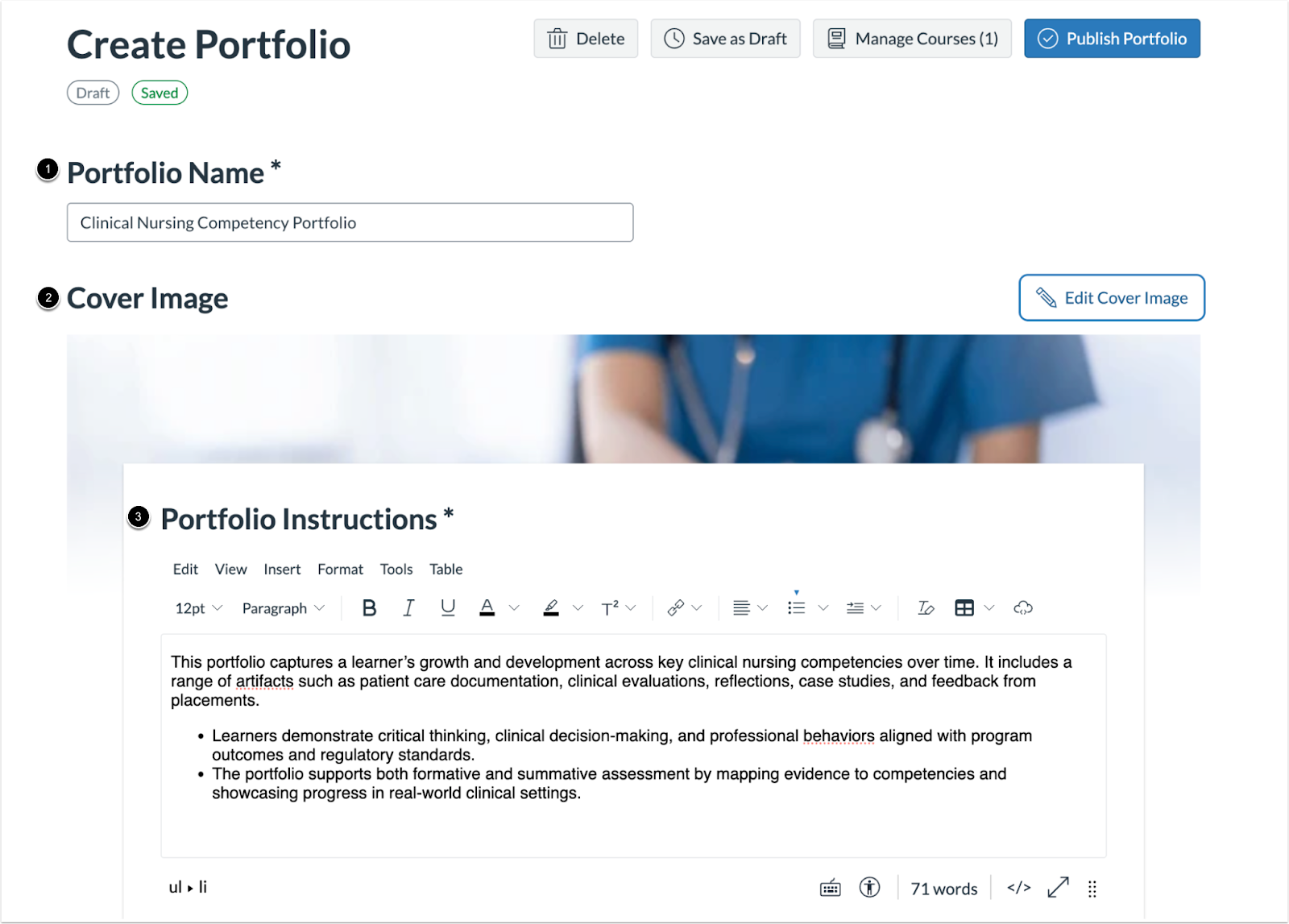 Create Evaluation Portfolio Fields