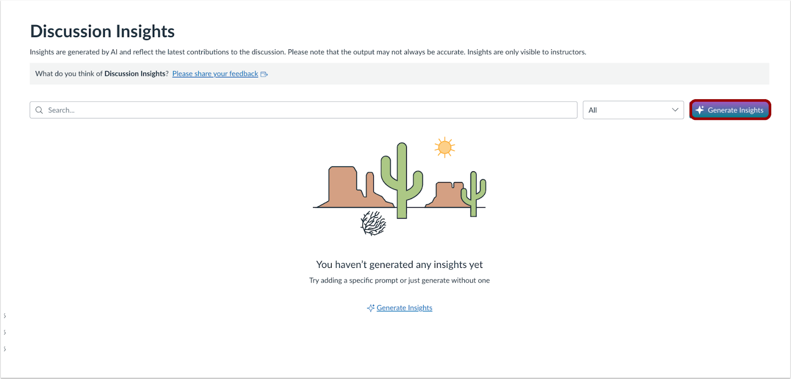 Discussion Insights Dashboard Generate Insights Button