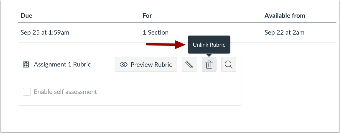 Rubric Trashcan Icon Popover Text