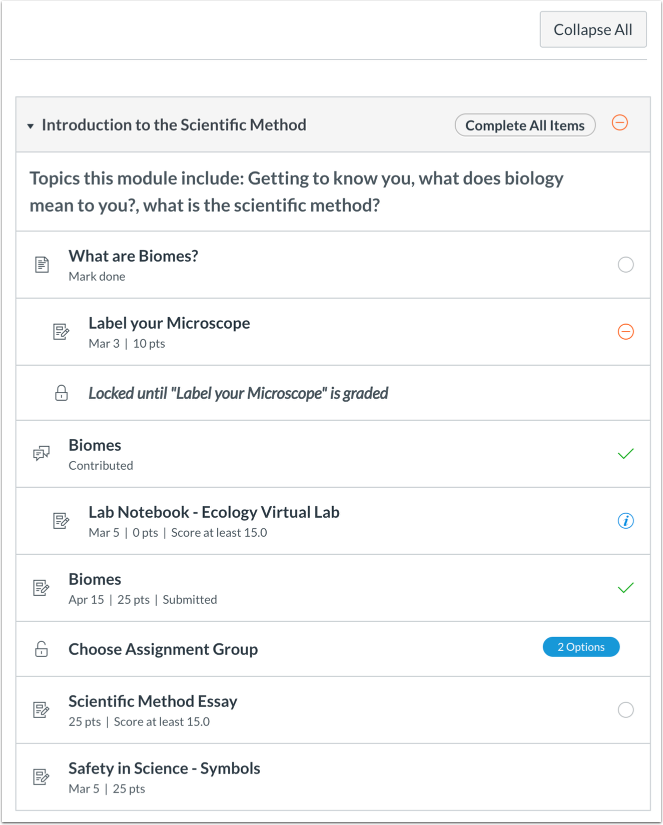 Current Modules Page