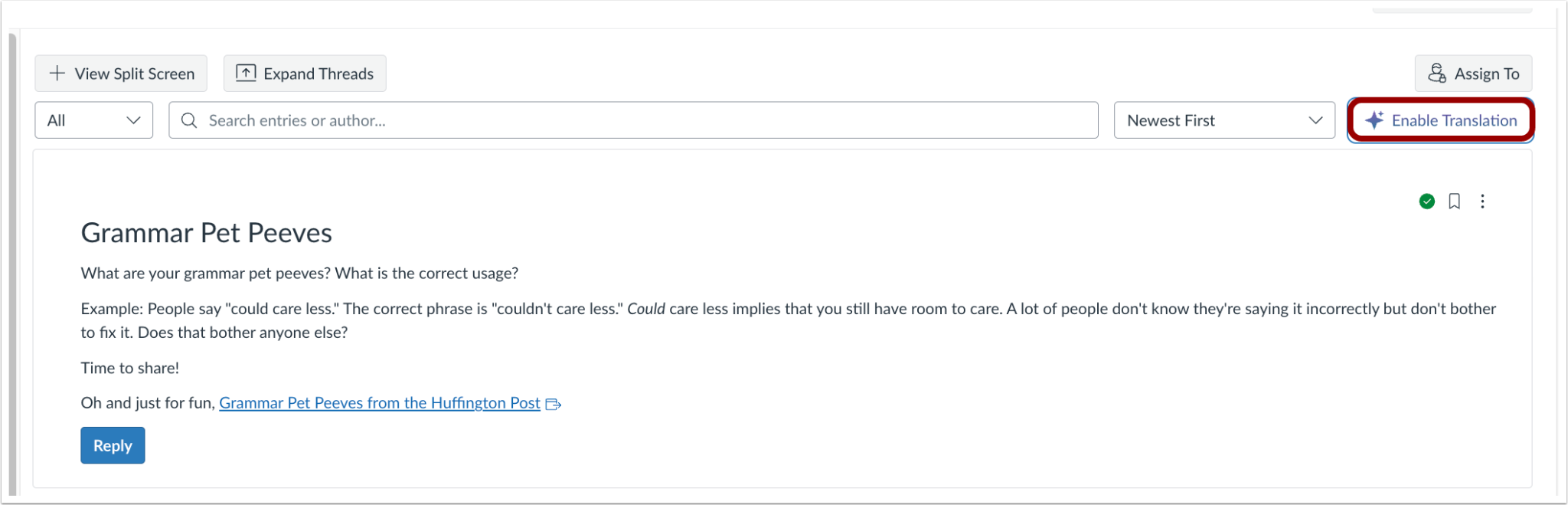 Open Translation Button