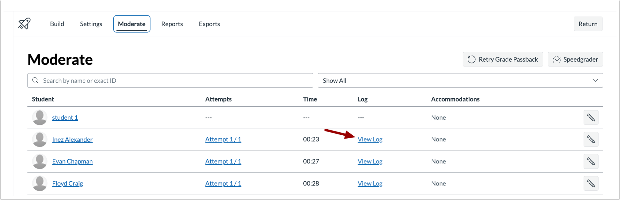 New Quiz Moderate Page