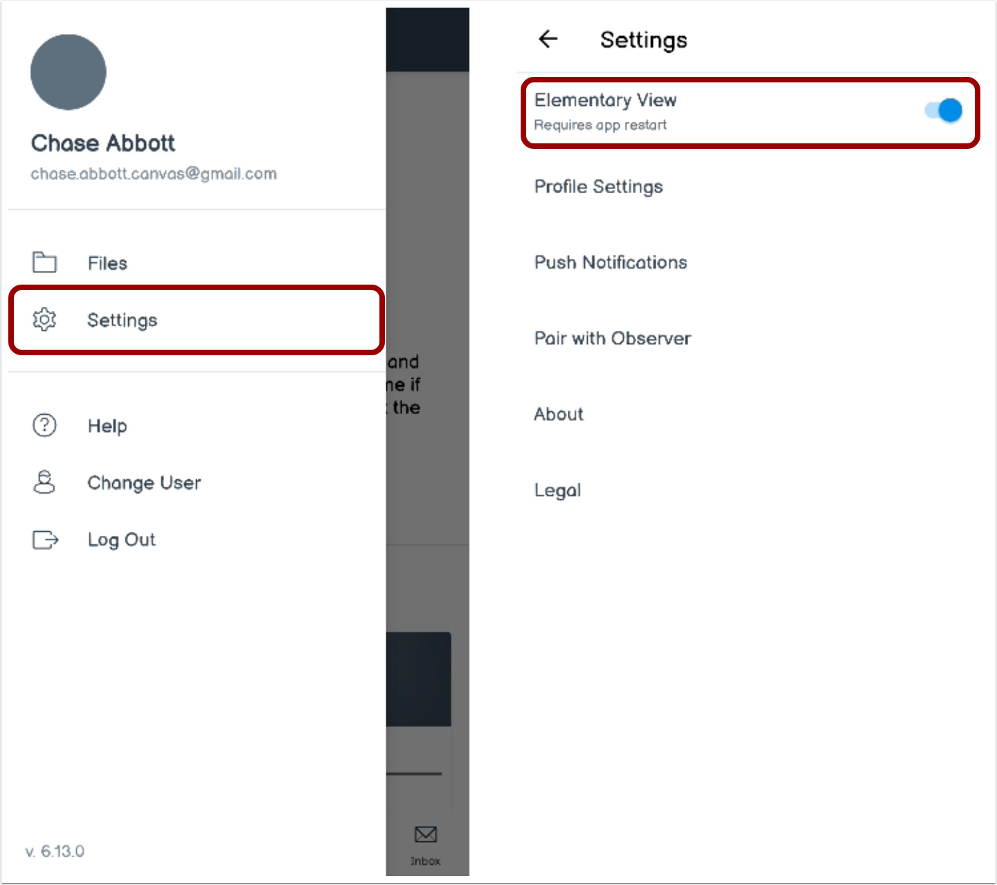 Student App Settings